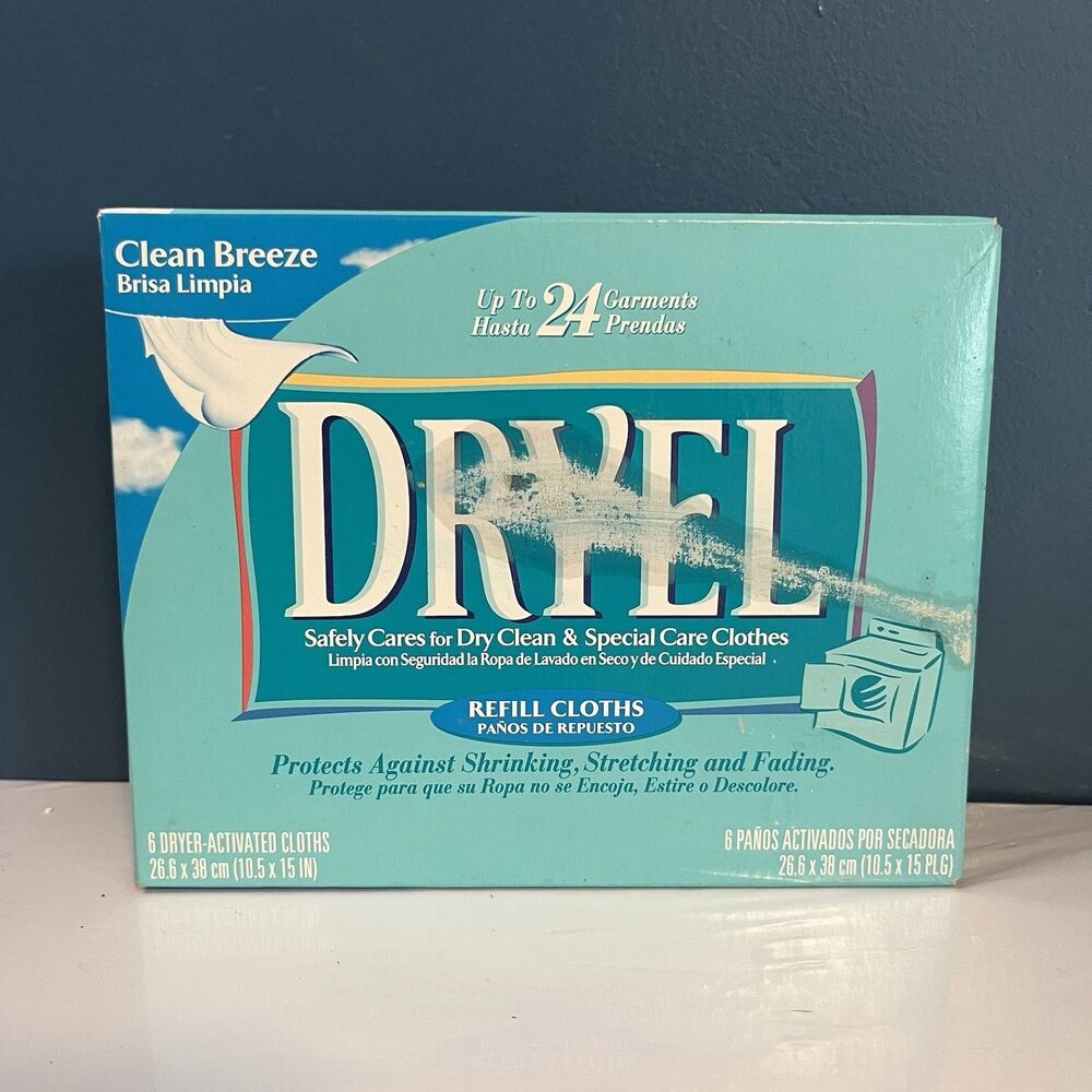 New Dryel At Home Dry Cleaning Refill Cloths 6 Count Clean Breeze Scent Sealed